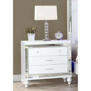 Mesita de Noche Moderna con Espejo, Madera Blanca, Cómoda de 3 Cajones, Muebles para Dormitorio - Product Image 4