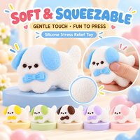 Jouets en silicone souple en forme de chiot avec nœud papillon, mignons, anti-stress, pour cadeaux et fêtes, vente en gros