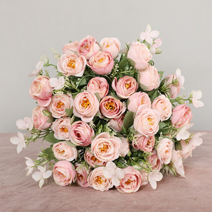 2023 vendita calda fiore artificiale rosa vero tocco artificiale 5 forchetta 10 testa <span class=keywords><strong>primavera</strong></span> rosa fiori personalizzati decorazione di nozze - Product Image 1