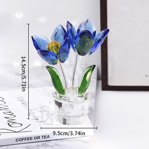 Adorno de Tulipán de Cristal Rosa, Flor de Cristal Tallado, Decoración para el Hogar DZ05 - Product Image 4