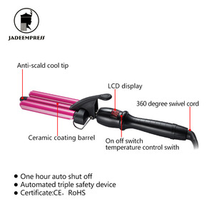 Fer à friser LCD électrique à usage domestique Nouveau <span class=keywords><strong>bigoudi</strong></span> grande vague en céramique à trois barils avec <span class=keywords><strong>bigoudi</strong></span> triple baril - Product Image 3