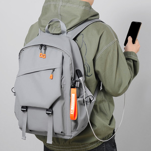 WeiYaLu Men's <b>Backpack</b> <b>Large</b> Capacity Laptop Compartment Everyday Commute Student Use Black Gray Solid Color Shoulder Straps - Product Image 2