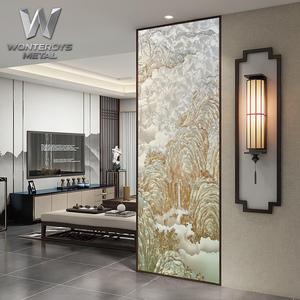 Paravent artistique en verre émaillé fait main sur mesure, du sol au <span class=keywords><strong>plafond</strong></span>, avec cadre métallique pour projets de design d'hôtels, villas et clubs - Product Image 4