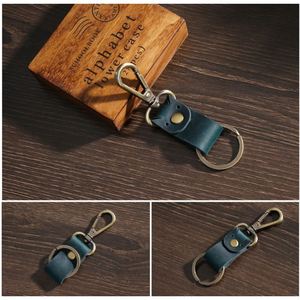 Porte-clés en cuir PU rétro avec gravure laser double face en métal, cadeau pour voiture, Chris Genuine, pour femme et homme, avec anneau de ceinture - Product Image 4