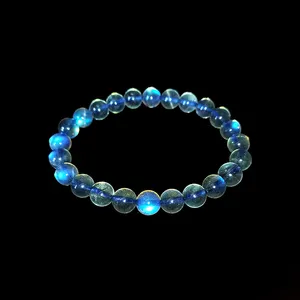 Wholesale High Quality Shining Stone Beaded blue crystal hand strings Moonstone round pearl blue moonstone bracelet for gift