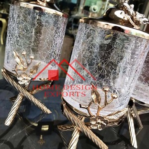 Crackle <b>Glass</b> Coffee Powder Storage Canister Set of 3 for Kitchenware Usage High Quality <b>Glass</b> Foods Canister Set of 3 - Product Image 1