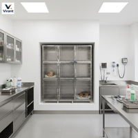 Cage pour animaux en acier inoxydable poli, multi-compartiments, anti-rouille, conforme aux normes d'exportation, avec poteau IV intégré et porte verrouillable pour