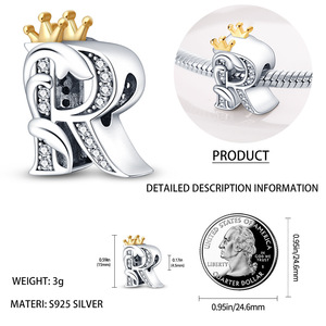 Venta al por Mayor de Dijes de Plata de Ley 925 con 26 Letras para la Creación de Joyería DIY para Mujer - Product Image 4