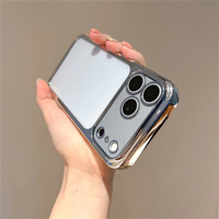 Coque de téléphone minimaliste avec cadre argenté électroplaqué brillant pour iPhone 18 17 Pro Max 16 15 14 13, étui de protection transparent en TPU mince