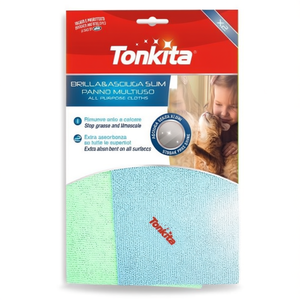 Juego de paños de microfibra 2 piezas (29x29cm) Brilla&Asciuga slim Verde y Azul TK28662 - Product Image 2