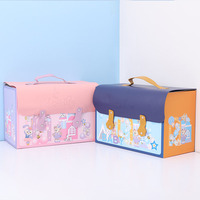 Boîte cadeau en carton colorée, valise pour enfants, emballage avec poignée pour garçons et filles
