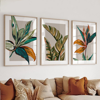 HAOWAI OEMODM 3 pièces Feuilles Tropicales Neutres Art Imprimable Décoration murale botanique moderne, ensemble de tableaux de verdure pour chambre à coucher