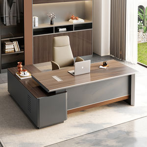 مكتب تنفيذي فاخر بتصميم احترافي من خشب MDF بطول 2.4 متر مع أدراج قابلة للقفل وخزانة ملفات - Product Image 1