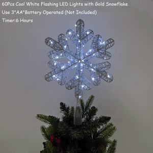 타이머 60개 LED 조명 눈송이 트리 장식 크리스마스 휴일 파티 장식품 겨울 크리스마스 테마 장식 아이템 - Product Image 4