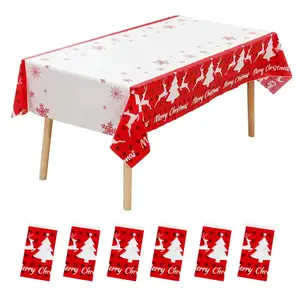 Großhandel Red Party Karierte Premium Einweg Kunststoff Esszimmer Weihnachten Gold Event Party Spandex Clear Recta ngle Tischdecke