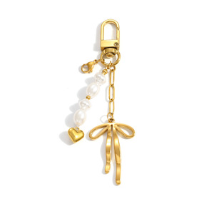 Breloques pour lèvres, fleur rose, perle, porte-clés, pendentif chaîne dorée pour sac ou cadeau, breloque mode unisexe - Product Image 5