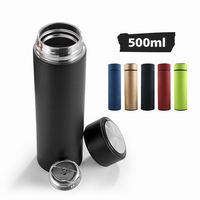 Gobelet isotherme à double paroi en acier inoxydable personnalisé avec logo, 500 ml/16,91 oz, infuseur à thé, anti-fuite, pour les voyages