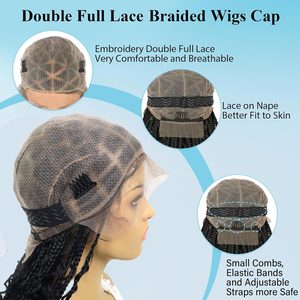 Bohemian Braided <strong>Wigs</strong> Boho Box <strong>Braid</strong> Knotless Goddess Locs <strong>Wigs</strong> with Curly Ends Synthetic Full Lace <strong>Wig</strong> with Baby Hair for Women - Product Image 3