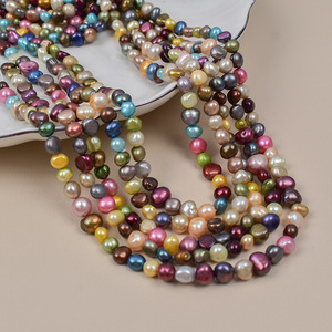 Perle d'eau douce naturelle de forme baroque, matière première pour collier et bracelet, accessoires, couleur blanc clair, deux faces - Product Image 1