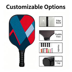 Ensemble de raquettes de pickleball avec 4 balles et sac de transport, design rouge et bleu, poignée antidérapante, forme standard 16 mm pour adultes, divertissement - Product Image 4