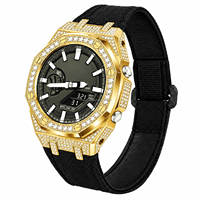 Kit de modification de boîtier de montre en acier inoxydable 316L de 5e génération OEM/ODM, entièrement serti de diamants, avec bracelet en nylon, pour G-Shock GA2100