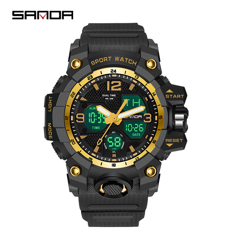 SANDA 6030 正確な計測 中国製 メンズデジタル腕時計 ポッティシリコン