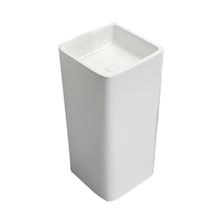Lavabo a colonna rotondo bianco in ceramica liscia, nuovo design tradizionale, per bagno hotel, uso commerciale - Product Image 6
