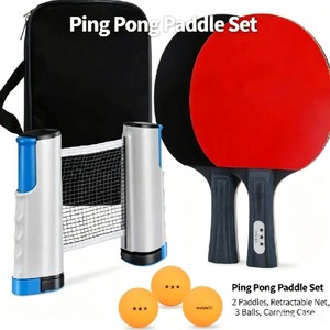 Raquettes de tennis de table, ensemble portable avec 2 raquettes, <span class=keywords><strong>4</strong></span> balles, ensemble de raquettes de tennis de table, 2 raquettes, balles trois étoiles - Product Image 2