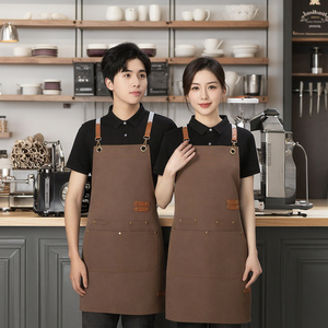 Tùy chỉnh màu sắc một cà phê eo bông Tạp dề cá nhân logo nhà bếp công cụ làm sạch cho nhà hàng cắt tóc cửa hàng nhà bếp - Product Image 6