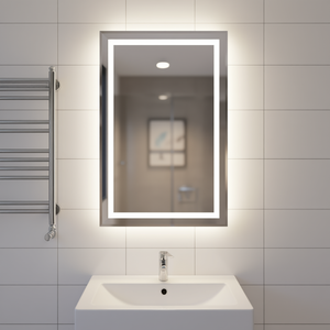 Gabinete de Baño con Espejo Rectangular de 60'' de Ancho x 30'' de Alto, Sin Marco, de Vidrio, para Colgar en la Pared, Diseño Minimalista - Product Image 2