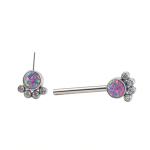 Clous de <span class=keywords><strong>piercing</strong></span> en titane plaqué ASTM F136 avec opale naturelle pour l'élargissement des oreilles, du nez, du septum et des lèvres - Product Image 4