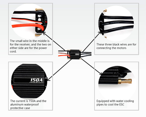 ESC de Motor sin Escobillas de Alta Potencia 150A 2-6S, Impermeable, para Piezas de Barcos RC, Lanchas Rápidas, Modelos de Barcos, Juguetes y Accesorios - Product Image 4