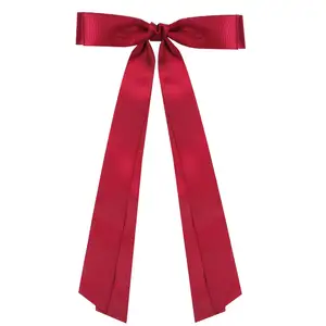 CN Large Satin Hair Bow Hair Ribbon Bows With Long Tail Hair Barrettes With Bow