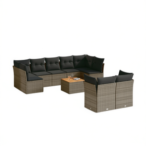 Ensemble de canapés de jardin en rotin gris 6 places, résistant aux intempéries, mobilier d'extérieur au design contemporain - Product Image 1