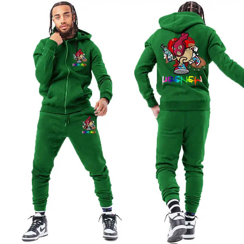 custom logo streetwear mens sweat suits outdoor cotton jogger sweatsuit two piece tech fleece unisextracksuit set