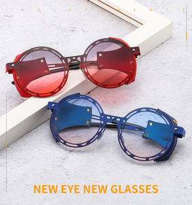 ADE WU JH6308 Rétro Mode Steampunk Lunettes De Soleil En Cuir PU Côté Bouclier Rond Nuances Vintage Gothique Lunettes De Soleil - Product Image 5