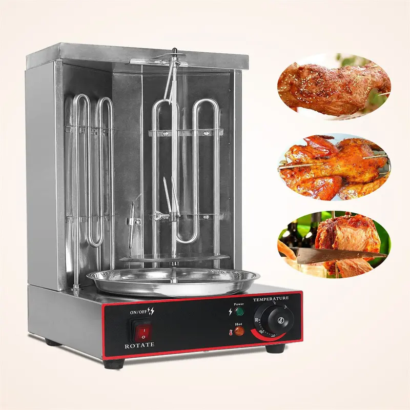 Draagbare Home Verticale Roterende Rotisserie Vleeskuikens Zwarte Elektrische Shoarma Machine Doner Kebab Kip Bbq Grill