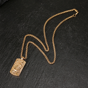 Customized Logo Snake <strong>Table</strong> Square <strong>Stainless</strong> <strong>Steel</strong> Charm Pendant Necklaces Hip Hop Jewelry for Men - Product Image 5