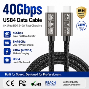 LUNG KAY OEM 240W PD3.1 USB4 <b>Cable</b> 40Gbps High Speed 8K 60Hz Video Type <b>C</b> <b>to</b> <b>C</b> Data Cord Thunderbolt 4/3 Compatible - Product Image 1