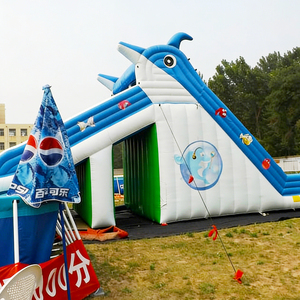 Château gonflable aquatique mobile sur le thème des dauphins pour l'extérieur, équipement de parc aquatique pour enfants, combinaison toboggan et <span class=keywords><strong>piscine</strong></span> - Product Image 5