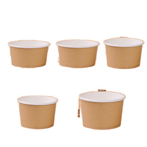 Tazones de papel desechables, tazones redondos de papel kraft para sopa con tapas, recipientes para llevar comida rápida, para arroz, fideos y polenta - Product Image 1