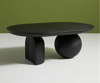 Designer nordique grand et petit salon en bois massif personnalité de forme spéciale table basse en bois ovale table à thé