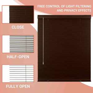 1 بوصة خشب صناعي ألومنيوم شرائح على شكل حرف L ستائر صغيرة لاسلكية للنوافذ الداخلية حماية الخصوصية ستائر فينيسية - Product Image 3