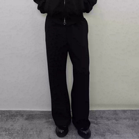 Pantalon de survêtement unisexe en molleton épais à coupe légèrement évasée, taille élastique avec cordon de serrage, couleur unie, décontracté