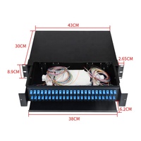 2U 19 ''Tipo deslizante Panel de conexión de fibra óptica de montaje en rack Cable óptico de 48 puertos SC Caja de terminales tipo cajón de 48 núcleos