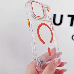 เคสโทรศัพท์ใสแบบแม่เหล็กหลากสี TPU+อะคริลิค พร้อมขาตั้งแม่เหล็กสำหรับ IP17 16 15 14 13 12 11 - Product Image 3
