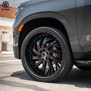 Rines Forjados DW Spiral Cyclone 24 26 Pulgadas 6x139.7 en Negro Brillante con Borde Profundo para Chevrolet Tahoe Suburban GMC Yukon - Product Image 4