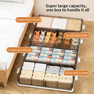 Büyük Kapasiteli Katlanabilir Plastik Saklama Kutusu, Tekerlekli Yatak Altı Düzenleyici, Yatak Odası Giysileri için Yatak Altı Saklama Kutuları - Product Image 3