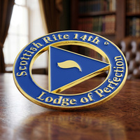 Badge métallique personnalisé du fabricant, en alliage de zinc émaillé, plaqué or creux, emblème logo souvenir 14e anniversaire