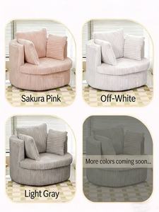 Sillón <span class=keywords><strong>Puff</strong></span> <span class=keywords><strong>Rosa</strong></span>, Tela Tipo Piel de Conejo, 360 °   Sillón Giratorio Individual con Almacenamiento, Cómodo <span class=keywords><strong>Puff</strong></span> para Sala de Estar - Product Image 6